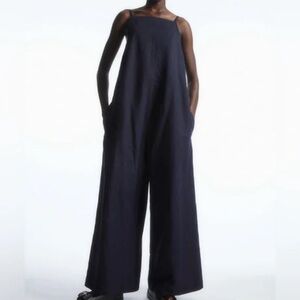 COS Linen Blend Jumpsuit – Navy – Size Small – Excellent Pre-Owned Condition